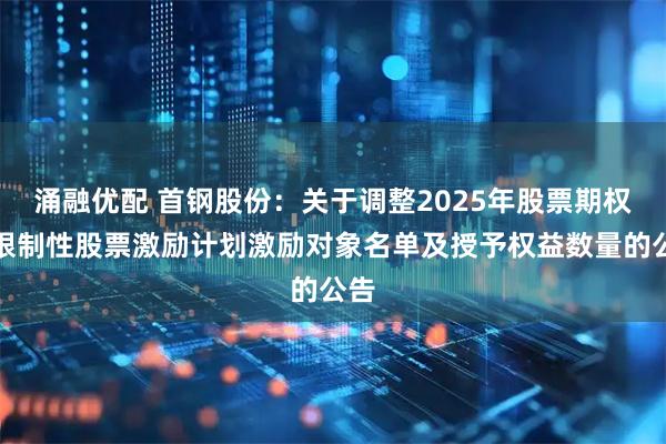 涌融优配 首钢股份：关于调整2025年股票期权与限制性股票激励计划激励对象名单及授予权益数量的公告